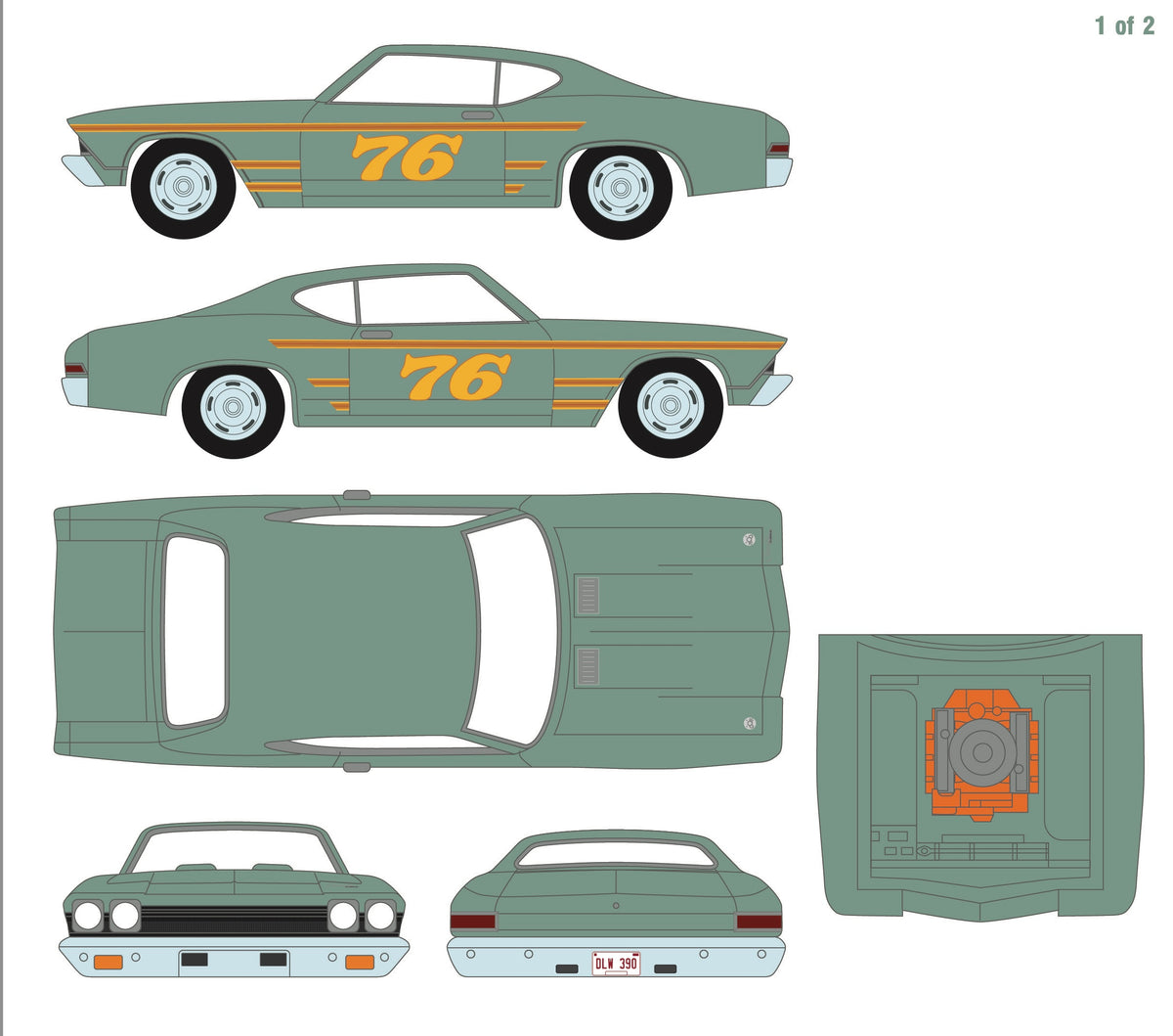 1968 Chevy Chevelle #76 Race Car 1:64 Diecast Car- New England Dukes Exclusive