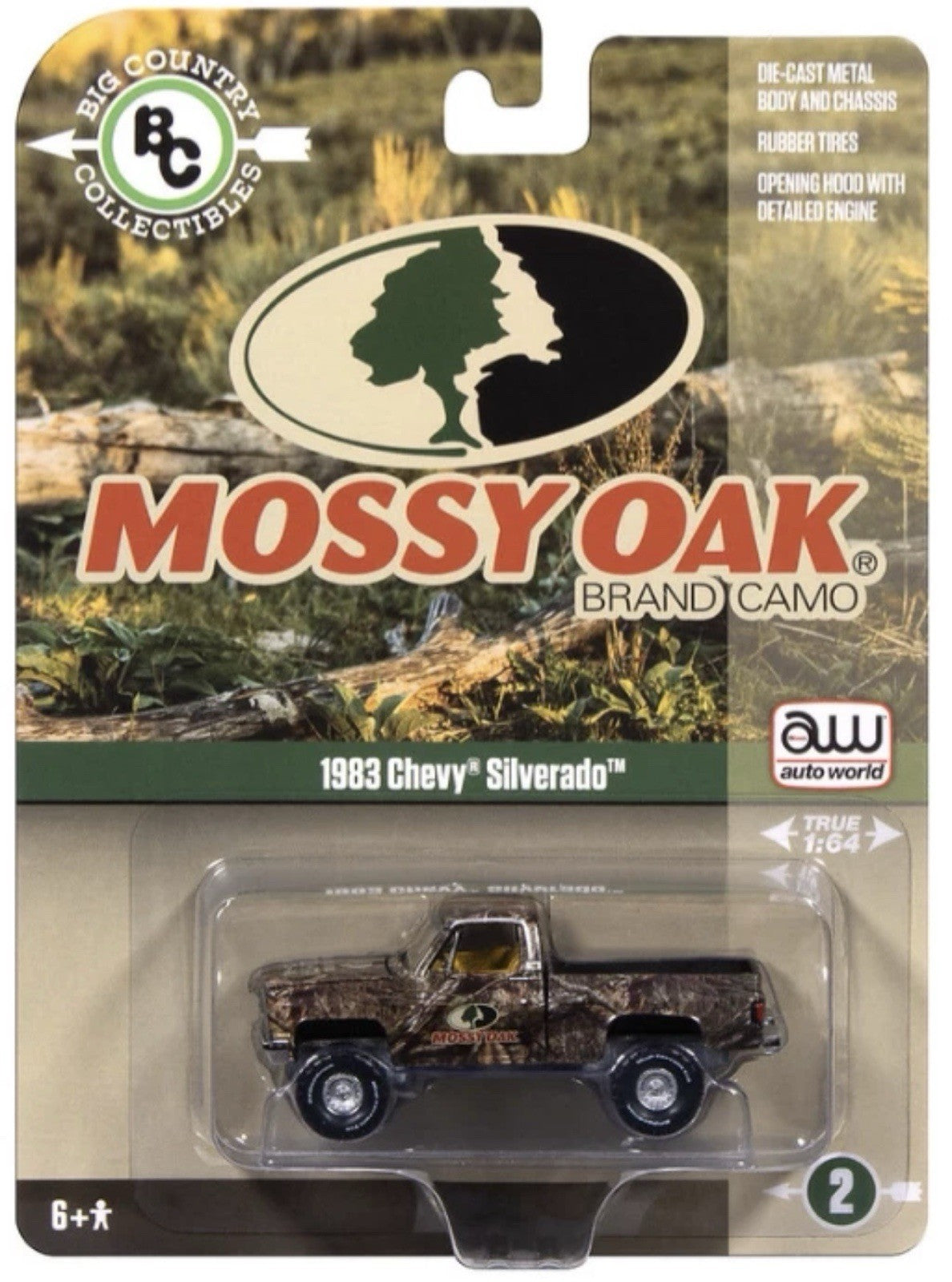 1983 CHEVROLET SILVERADO PICKUP "MOSSY OAK" 1/64 BY AUTO WORLD AWBC003-AWSP199