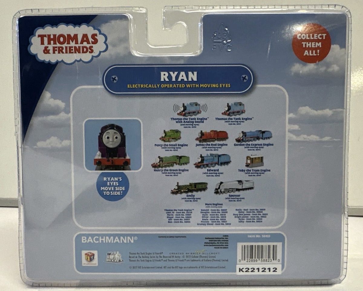 Bachmann HO Scale Thomas & Friends Ryan Engine W/ Moving Eyes #58823