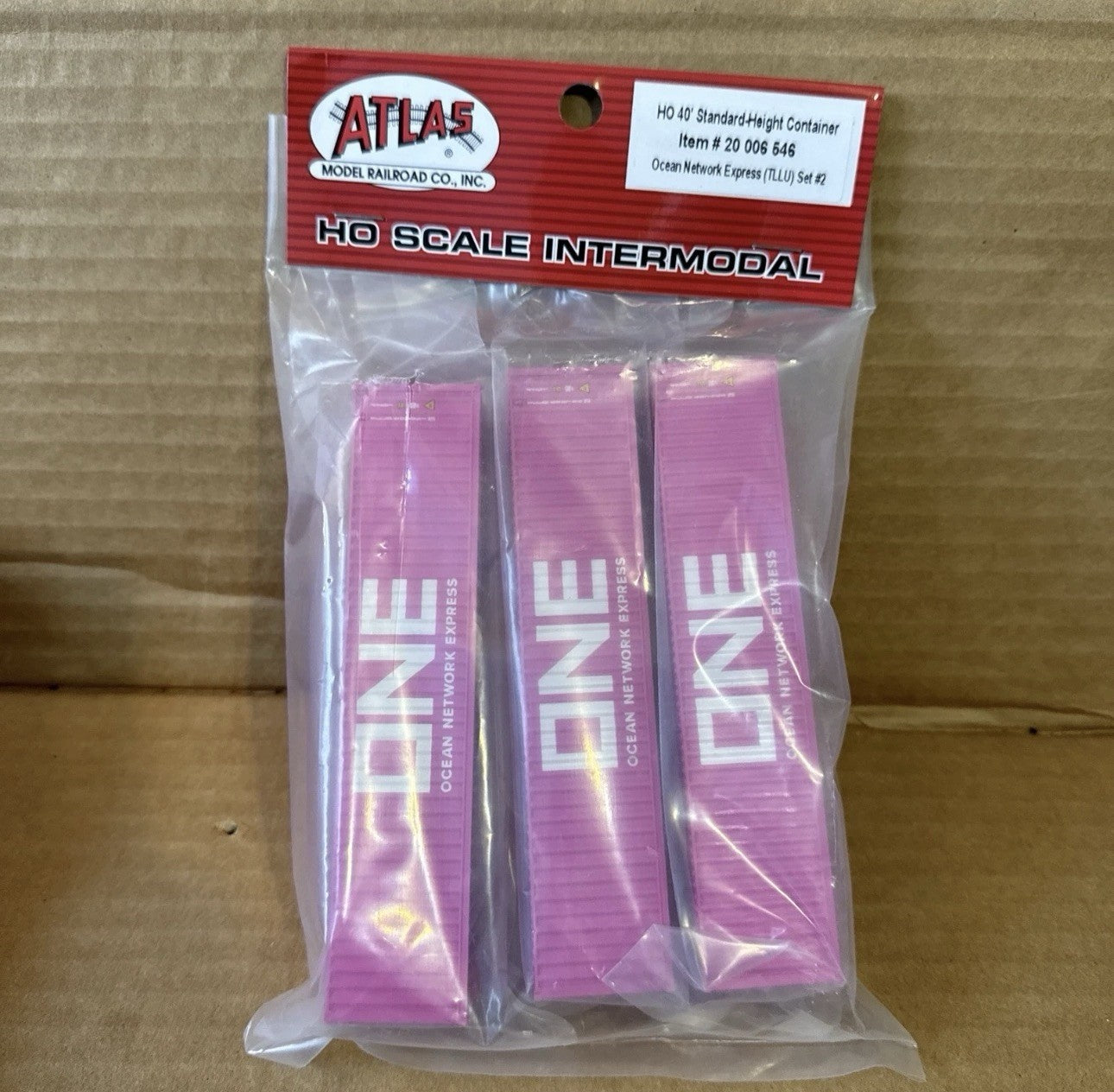 Atlas 20006546 HO Scale 40' Container Ocean Network Express TLLU Set #2 3 Pack