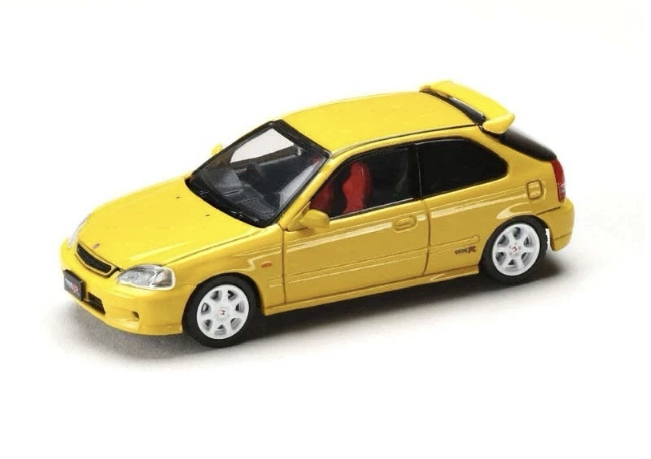 Honda Civic Type R (EK9) Sunlight Yellow 1:64 Scale Model Hobby Japan HJDM001-2