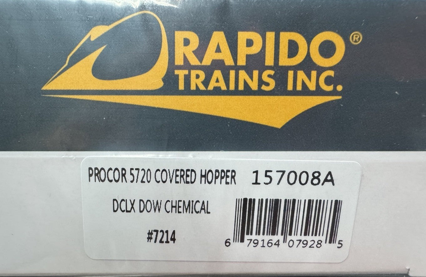 Rapido 157008A HO Scale DCLX DOW Procor 5820 Covered Hoppers Single Car 7204