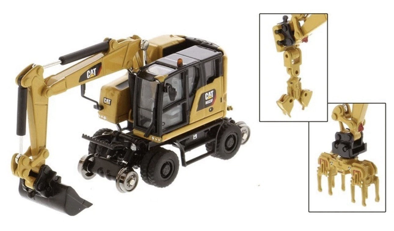 Diecast Masters 1/87 Caterpillar CAT M323F Railroad Wheeled Excavator 85656