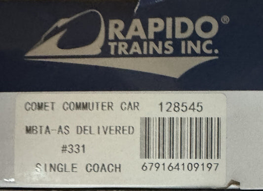 Rapido HO Comet Car MBTA Commuter Rail 128545 As Delivered Coach #331
