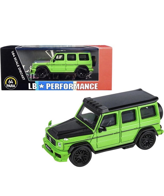 MERCEDES-AMG G 63 LBWK ALIEN GREEN & BLACK 1/64 DIECAST MODEL PARAGON PA-55166