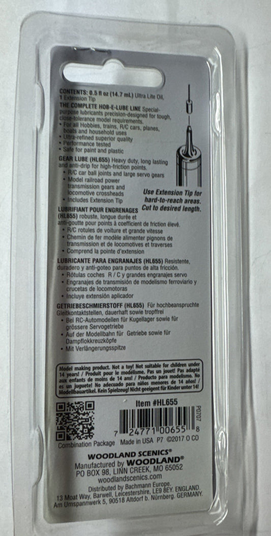Woodland Scenics HL655 Hob-E-Lube Gear Lube Lubricant - 0.5 fl.oz Tube