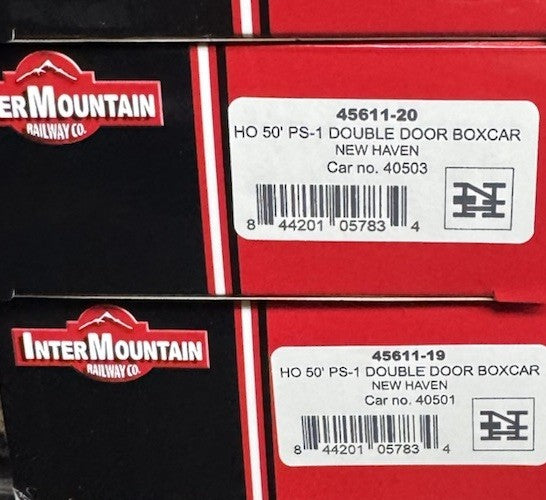 NEW HAVEN RR NEW 50' PS-1 DOUBLE DOOR BOX CAR 40501 By INTERMOUNTAIN RR 45611-19