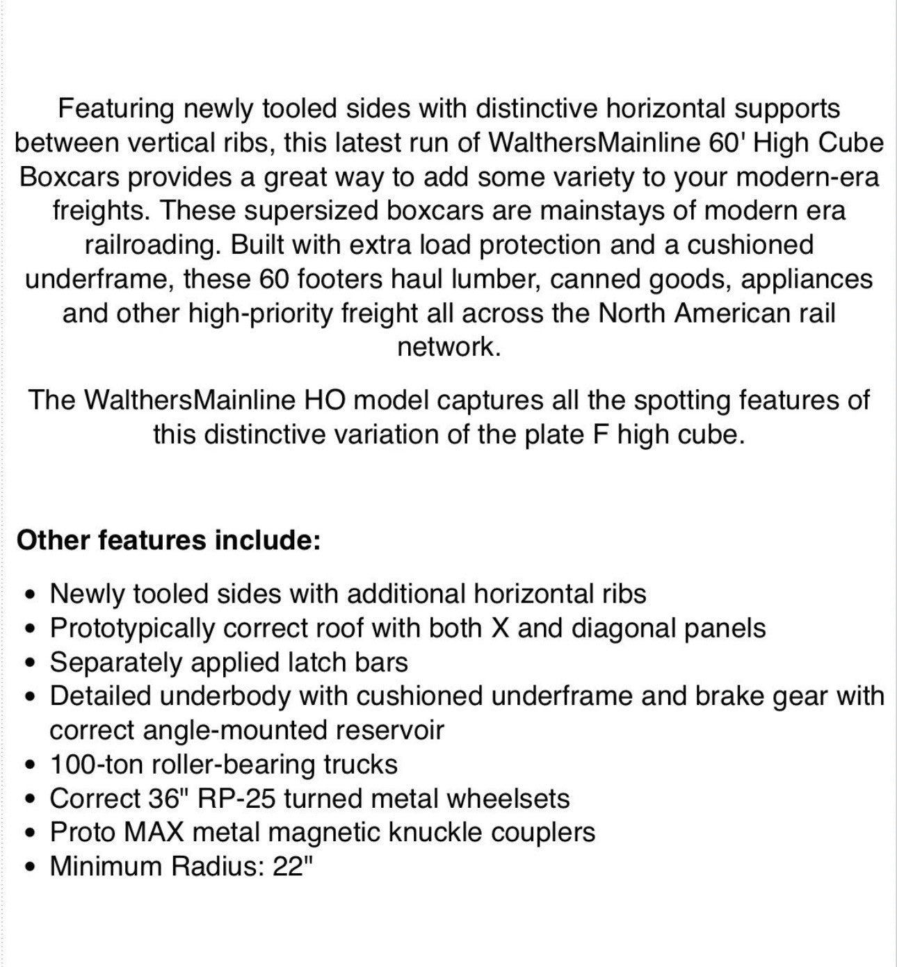 Walthers 910-3117 HO 60' High-Cube Plate F Horizontal Post Boxcar TTX 630053