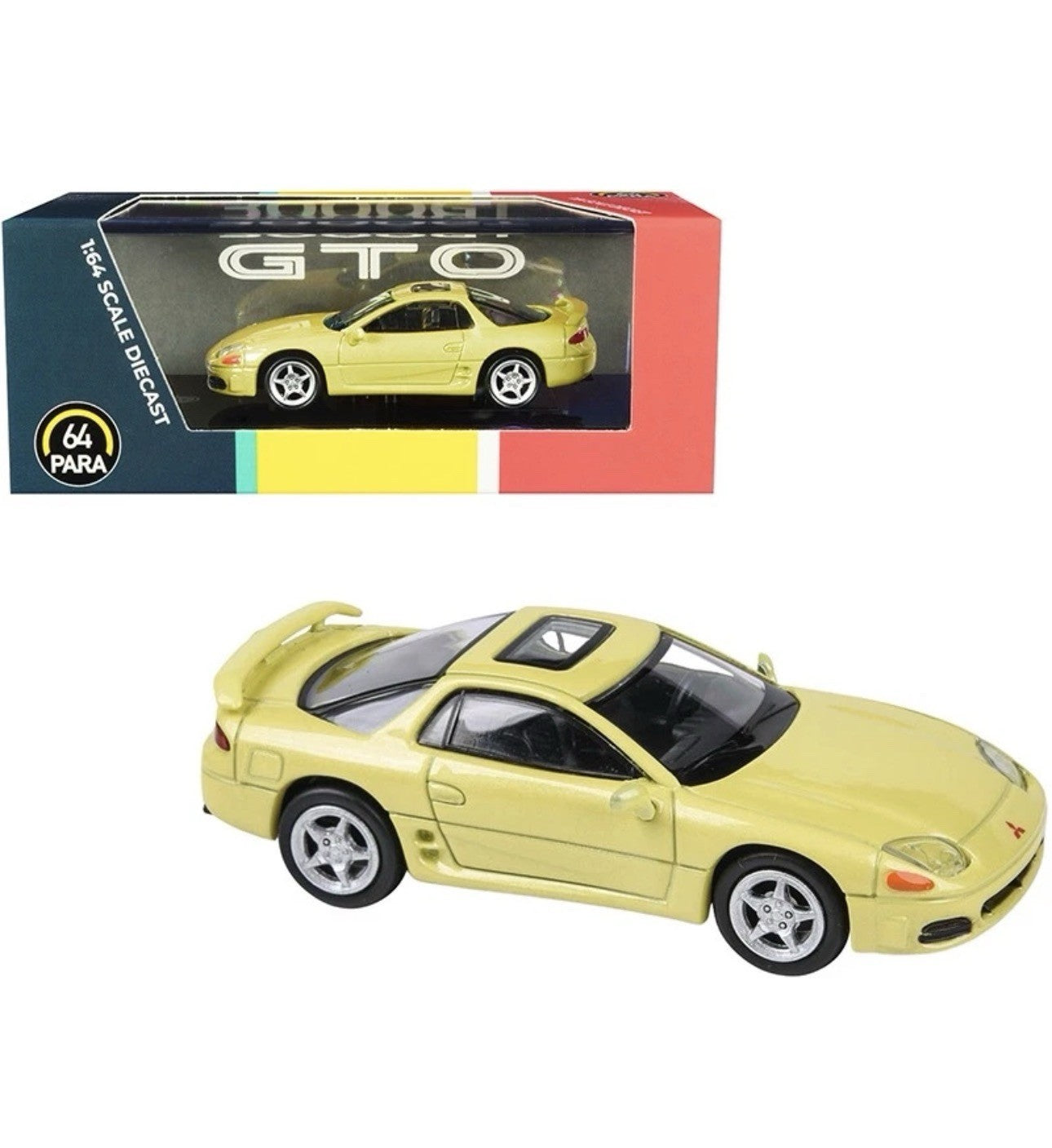 MITSUBISHI 3000GT GTO W/ SUNROOF YELLOW 1/64 DIECAST MODEL CAR PARAGON PA-55137