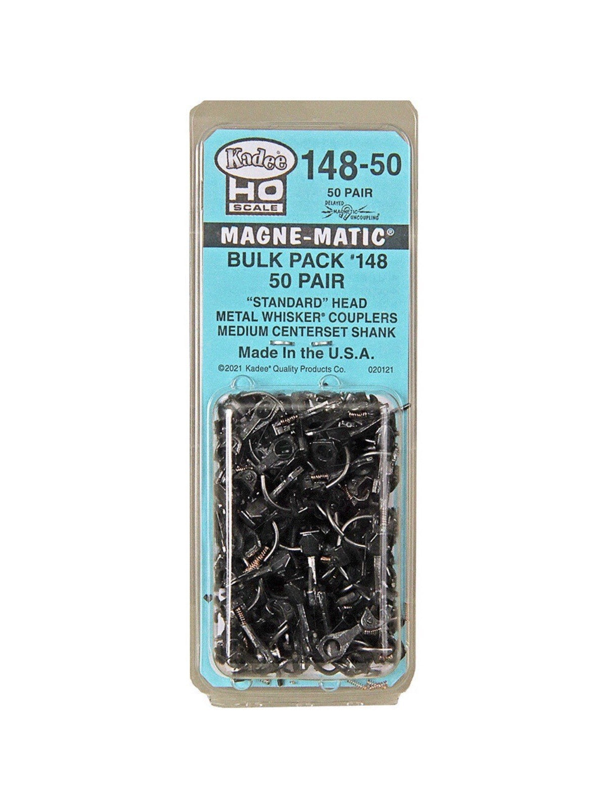 Kadee #148-50 Bulk Pack -50 pair #148 Whisker Metal Couplers - Medium HO Scale