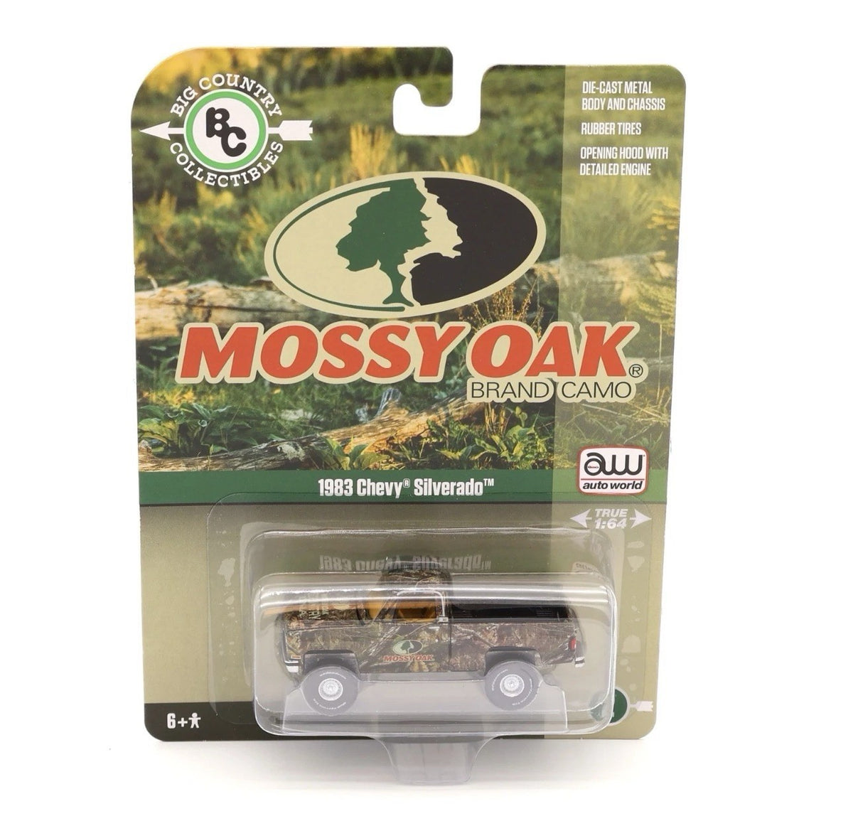 1983 CHEVROLET SILVERADO PICKUP "MOSSY OAK" 1/64 BY AUTO WORLD AWBC003-AWSP199