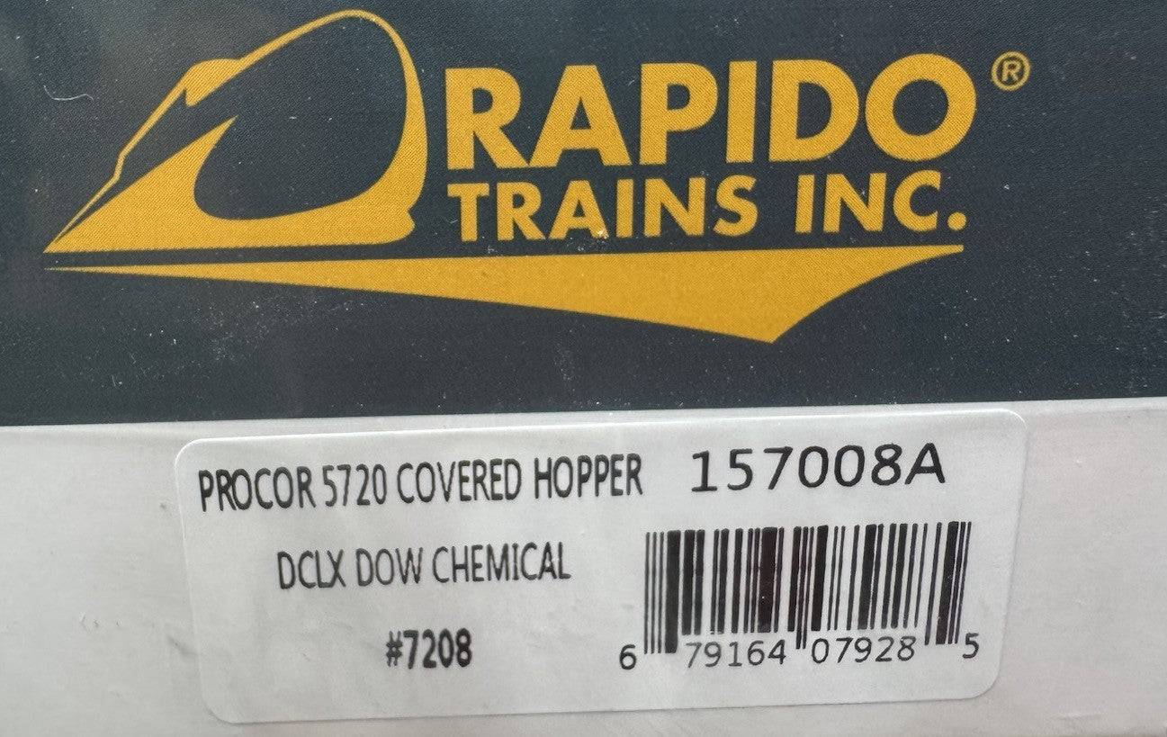 Rapido 157008A HO Scale DCLX DOW Procor 5820 Covered Hoppers Single Car 7208