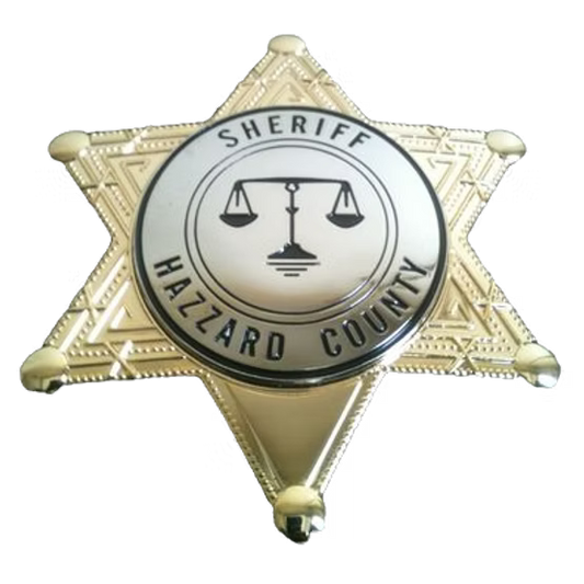 Rosco P. Coltrane Sheriff Hazzard County 2 Piece Badge *Nickel Center* Badge