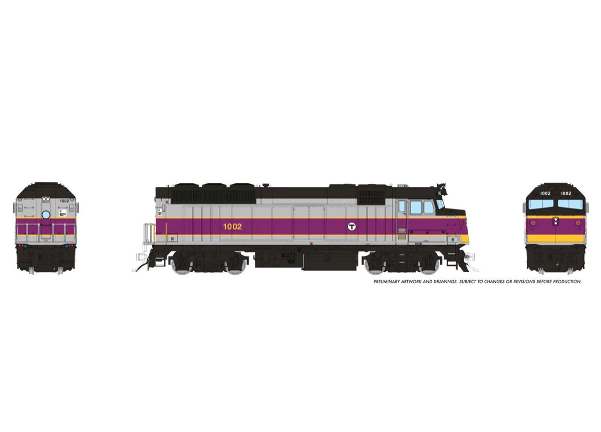 PRE-ORDER: Rapido 1043013 - EMD F40PH (DC Silent) Massachusetts Bay Transportation Authority (MBTA) 1002 As-Delivered - HO Scale