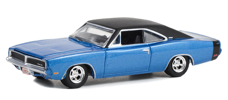 1:64 Barrett-Jackson 'Scottsdale Edition' Series 11 - 1969 Dodge Charger - B5 Blauw met zwart vinyl dak Solid Pack