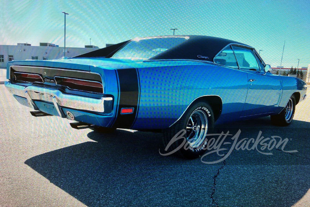 1:64 Barrett-Jackson 'Scottsdale Edition' Series 11 - 1969 Dodge Charger - B5 Blauw met zwart vinyl dak Solid Pack