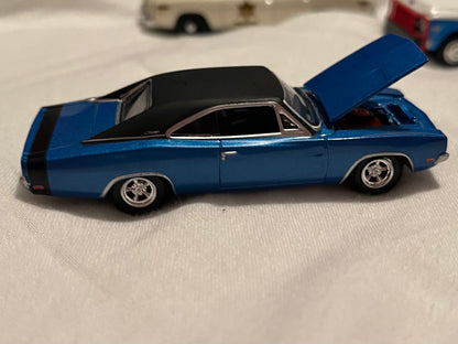 1:64 Barrett-Jackson 'Scottsdale Edition' Series 11 - 1969 Dodge Charger - B5 Blauw met zwart vinyl dak Solid Pack
