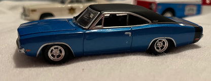 1:64 Barrett-Jackson 'Scottsdale Edition' Series 11 - 1969 Dodge Charger - B5 Blauw met zwart vinyl dak Solid Pack